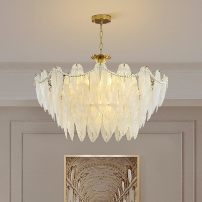Glass Chandelier Lighting Fixtures Rounded Hanging Chandelier for Dining Room