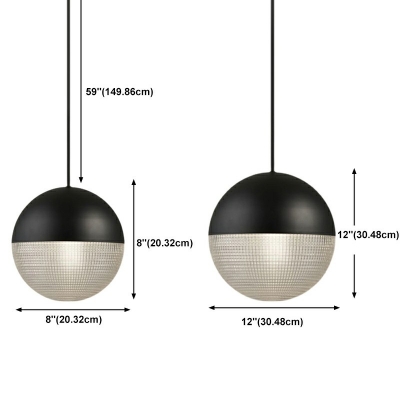 Glass Globe Hanging Light Fixtures Modern Style 1 Light Hanging Lights in Black