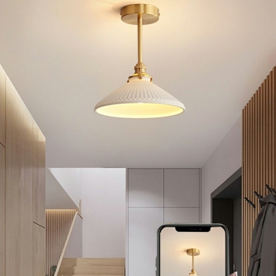 Glass White Semi Flush Mount Light Fixture Modern Elegant Ceiling Flush Mount for Dinning Room