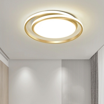Metal Circle Flush Light Fixtures Modern Style Flush Mount in Gold