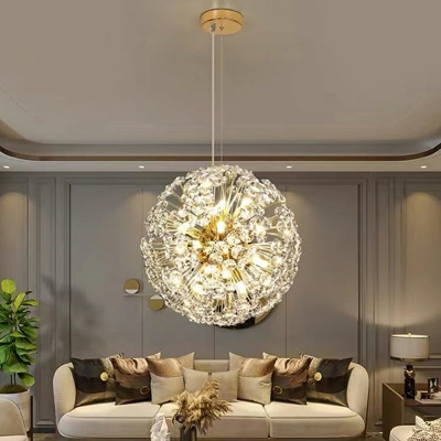 Pendant Lighting Modern Style Crystal Hanging Lamps Kit for Living Room