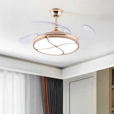 Semi Flush Mount Fan Light Modern Style Acrylic Semi Flush Fan Light for Living Room Remote Control Stepless Dimming