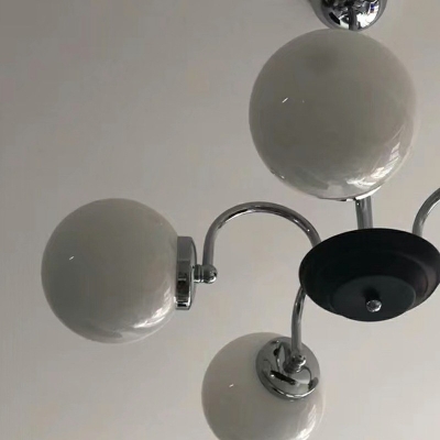 Silver Glass Chandelier Lighting Fixtures Modern Globe Hanging Light for Bedroom