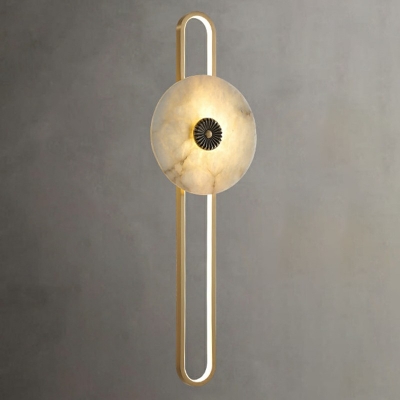 Stone Ring Wall Sconce Lighting Modern Style Warm Light 2 Lights Sconce Light Fixtures in Gold