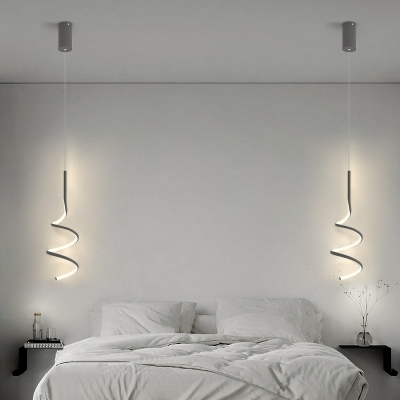 Waveforms Hanging Lights Modern Style Metal 1-Light Hanging Light Kit in Black