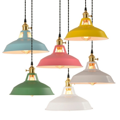 1-Light Ceiling Pendant Lights Simple Style Geometric Shape Metal Hanging Light Fixtures