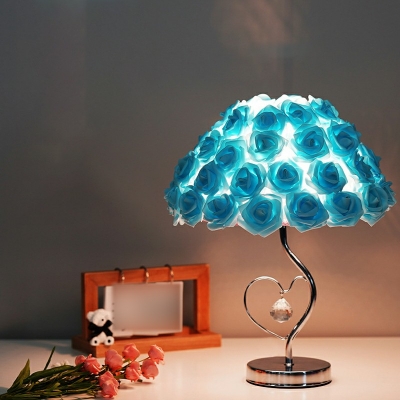 1-Light Night Table Lamps Simple Style Flower Shape Metal Nightstand Light