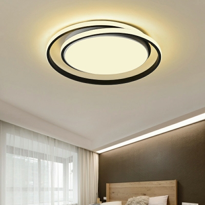 2-Light Flush Mount Lamp Minimalist Style Geometric Shape Metal Ceiling Mounted Fixture