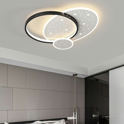 3-Light Flush Mount Contemporary Style Ring Shape Metal Ceiling Mounted Lights