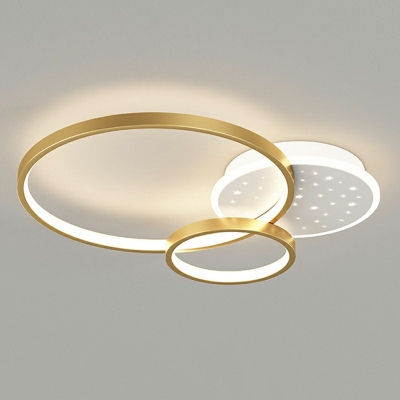 3-Light Flush Mount Contemporary Style Ring Shape Metal Ceiling Mounted Lights
