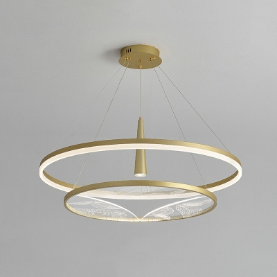 3-Light Hanging Lamps Modernist Style Ring Shape Metal Suspension Light