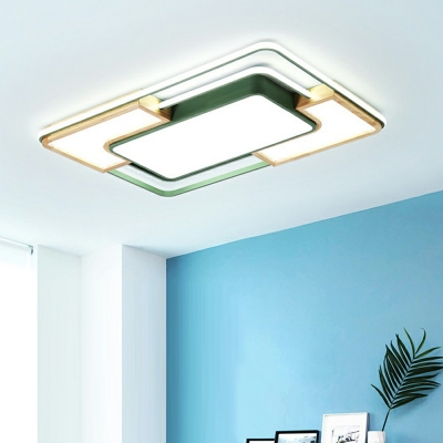 5-Light Flush Mount Minimalism Style Rectangle Shape Metal Ceiling Mounted Light