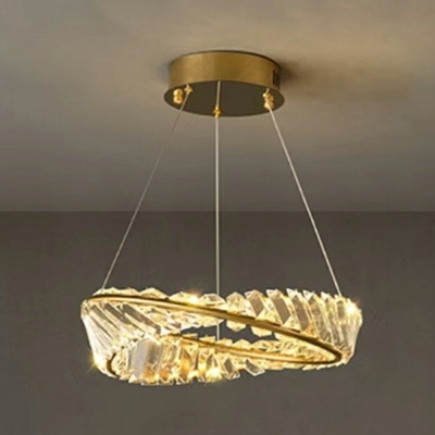Contemporary Ring LED Chandelier Light Fixture Crystal Pendant Chandelier