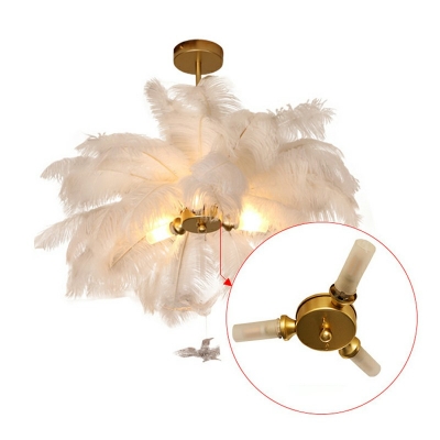Hanging Ceiling Light Contemporary Style Feather Hanging Lamps Kit for Living Room