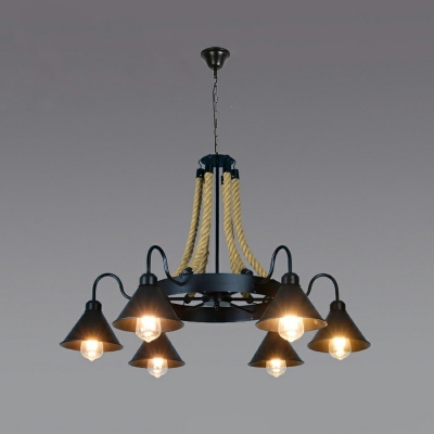 Industrial Iron Chandelier Lighting Fixtures Cone Pendant Light for Dining Room