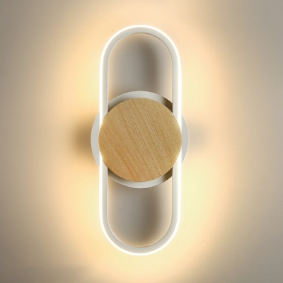 Modern Wall Sconce Lighting Metal and Wood LED 16.1