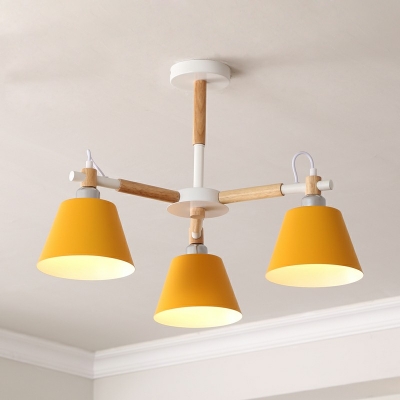 Nordic Style Macaron Chandelier Light Wood Pendant Light for Living Room