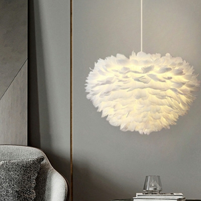 Pendant Light Contemporary Style Feather Hanging Lamps Kit for Living Room