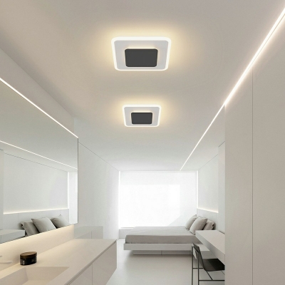 1-Light Flush Light Fixtures Minimalist Style Geometric Shape Metal Ceiling Mount Chandelier