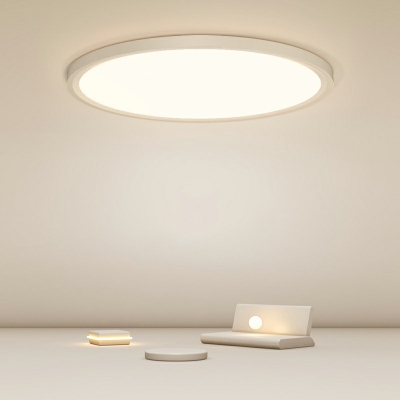 1-Light Flush Light Fixtures Minimalist Style Round Shape Metal Ceiling Mount Chandelier