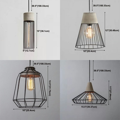 1-Light Pendant Lamp Modernist Style Cage Shape Metal Hanging Ceiling Lights