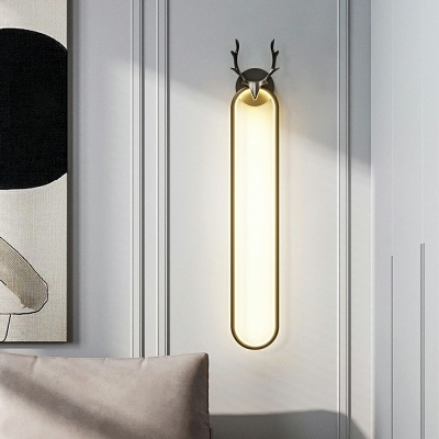 1-Light Sconce Lights Modernist Style Oval Shape Metal Wall Mount Lighting
