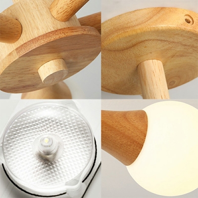 5-Light Chandelier Light Simplistic Style Globe Shape Wood Pendant Lighting