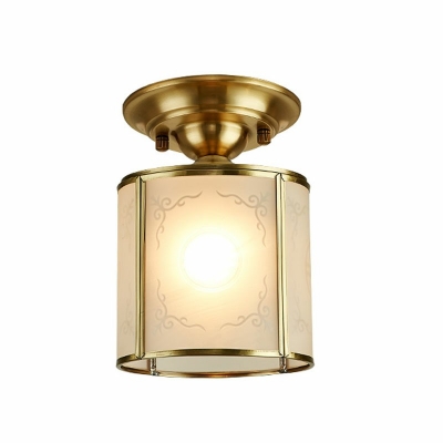 Colonial Style 1 Light Ceiling Light Fixture Glass Ceiling Light in Gold for Entry