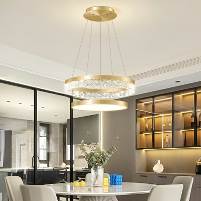 Contemporary Crystal Glass Hanging Lights Ambient Lighting for Dining Room