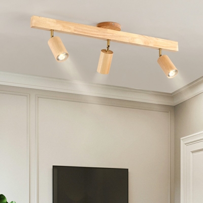 Contemporary Long Track Spotlights Wood Flush Mount Ceiling Light for Cloakroom