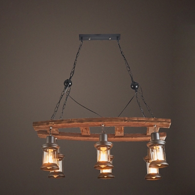 Industrial Wood And Metal Chandelier Lighting Fixtures for Dining Room