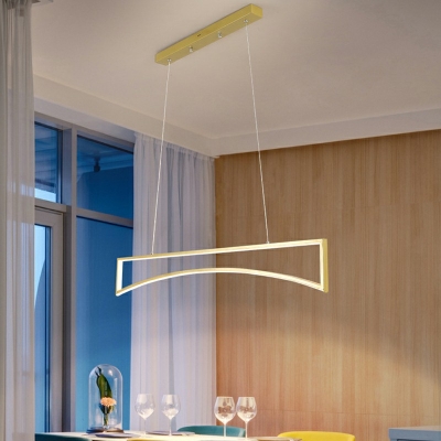 Simple Dining Table LED Pendant Light Rectangle Iron Frame Island Lamp