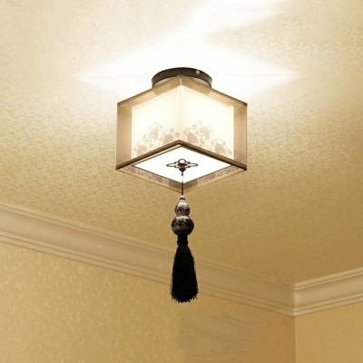 Traditional Style Flush Mount Ceiling Light Fabric Flush-Mount Light Fixture for Corridor