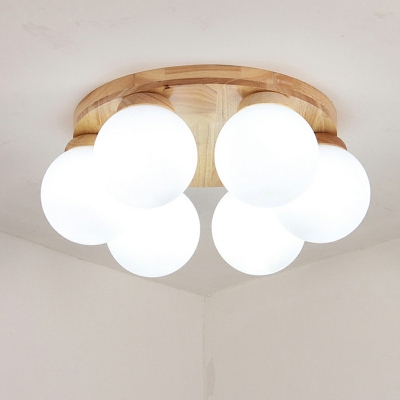 Wood Semi Flush Ceiling Light Fixtures Modern Minimalism Ceiling Flush Mount Lights for Bedroom