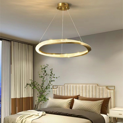 1-Light Hanging Lamps Modernist Style Circle Shape Metal Chandelier Light Fixture