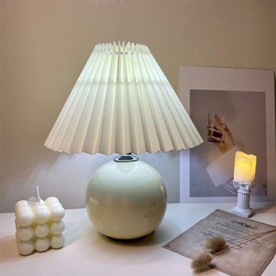 1-Light Table Light Minimalist Style Cone Shape Fabric Nightstand Lamps