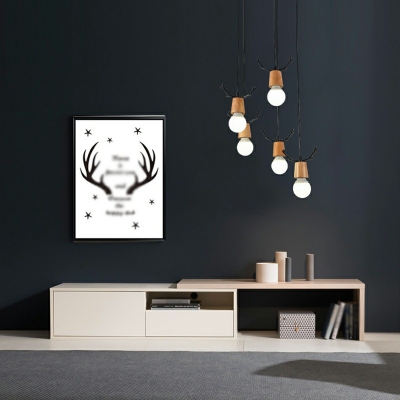 3-Light Pendant Lighting Minimalist Style Deer Shape Metal Hanging Lamp