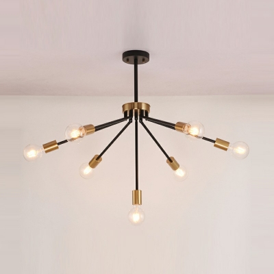 6-Light Chandelier Light Fixture Industrial Style Exposed Bulb Shape Metal Pendant Lighting Fixtures