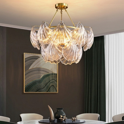 American Style Chandelier Lighting Fixtures Glass Metal Shell Shape Chandelier for Bedroom