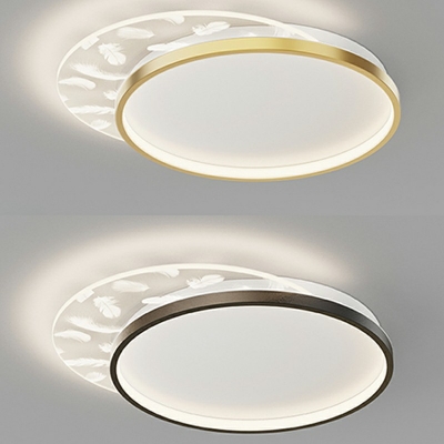 Circular Flush Mount Light Fixtures Modern Style Acrylic 2-Lights Flush Light Fixtures in Black