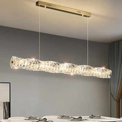 Crystal Hanging Pendant Light Metal Island Light LED Lighting for Dining Room