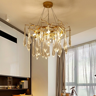 Gold Metal Tassel Chandelier Lighting Fixtures Modern Minimalism Suspension Light for Living Room