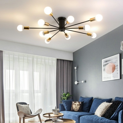 Linear Flush Lighting Industrial Metal Flush Mount Lamp for Living Room