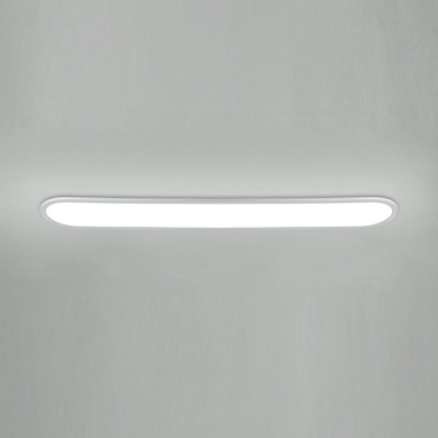 Oval Flush Mount Fixture Modern Style Metal 1-Light Flush Mount Lamp in White