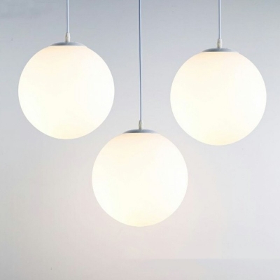 Sphere Pendant Lighting Modern Glass 1-Light Pendant Light in White