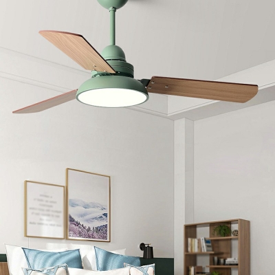 Wood And Metal Semi-Flush Mount Fan Light with Acrylic Shade 16.9