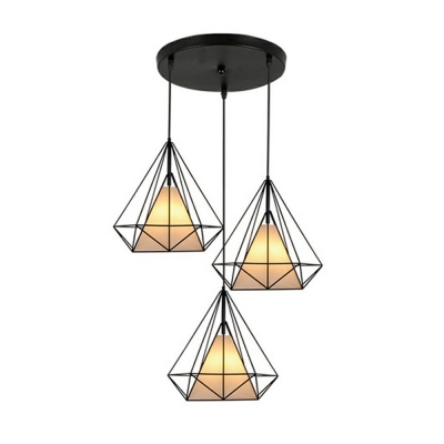 1-Light Hanging Lights Industrial Style Diamond Shape Metal Ceiling Pendant Light