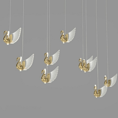 1-Light Pendant Lamps Simple Style Swan Shape Metal Hanging Lamp Kit