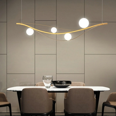 4 Lights Spherical Island Light Modern Style Dining Room Pendant Lamp