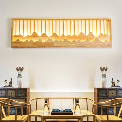 Asian Geometric Wall Sconces Wood 1-Light Wall Sconce Lighting